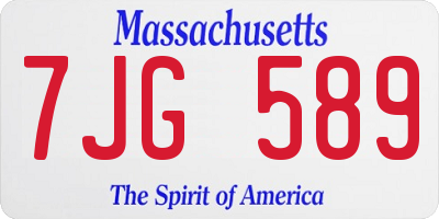 MA license plate 7JG589