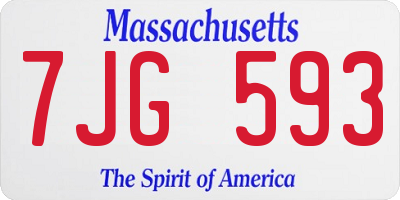 MA license plate 7JG593