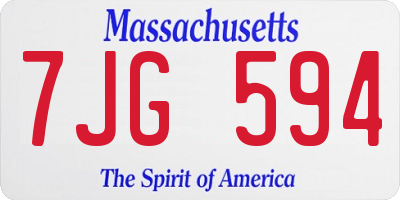 MA license plate 7JG594
