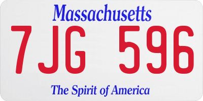 MA license plate 7JG596