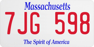 MA license plate 7JG598