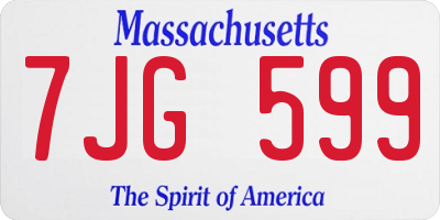 MA license plate 7JG599