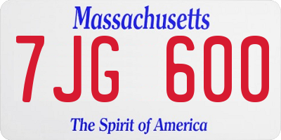 MA license plate 7JG600