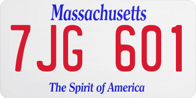 MA license plate 7JG601