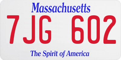 MA license plate 7JG602