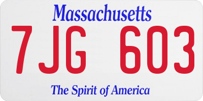 MA license plate 7JG603