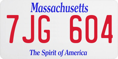 MA license plate 7JG604