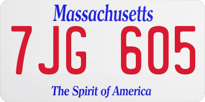 MA license plate 7JG605