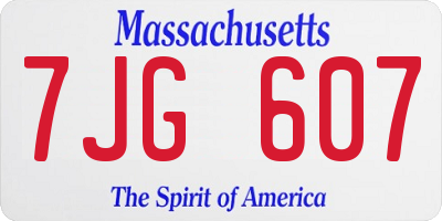 MA license plate 7JG607