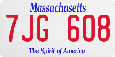 MA license plate 7JG608