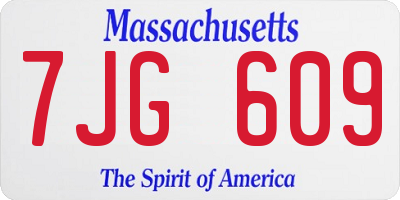 MA license plate 7JG609