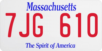 MA license plate 7JG610