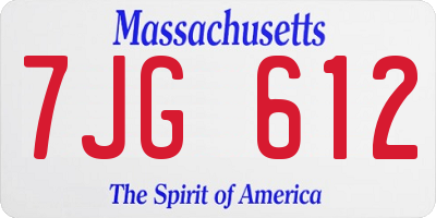 MA license plate 7JG612