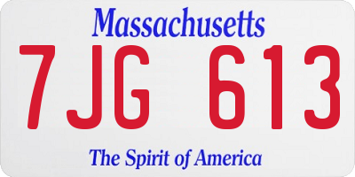 MA license plate 7JG613