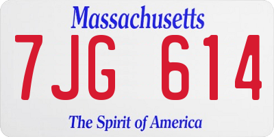 MA license plate 7JG614