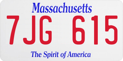 MA license plate 7JG615