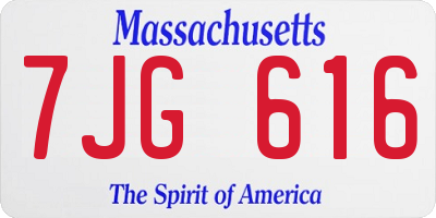 MA license plate 7JG616