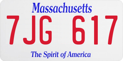 MA license plate 7JG617