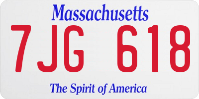 MA license plate 7JG618