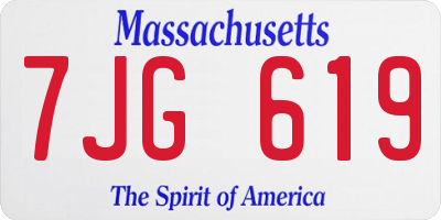 MA license plate 7JG619