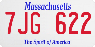 MA license plate 7JG622