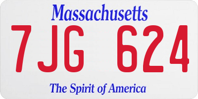 MA license plate 7JG624