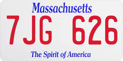MA license plate 7JG626