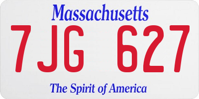 MA license plate 7JG627