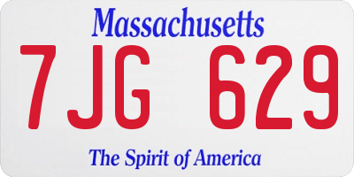 MA license plate 7JG629