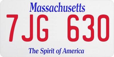 MA license plate 7JG630