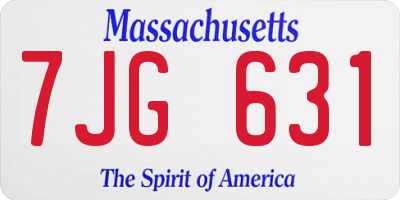 MA license plate 7JG631