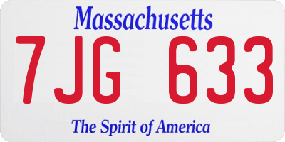 MA license plate 7JG633