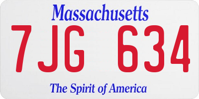 MA license plate 7JG634