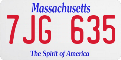 MA license plate 7JG635