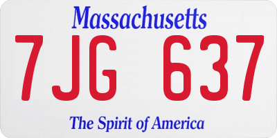 MA license plate 7JG637