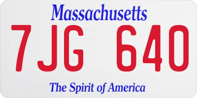 MA license plate 7JG640
