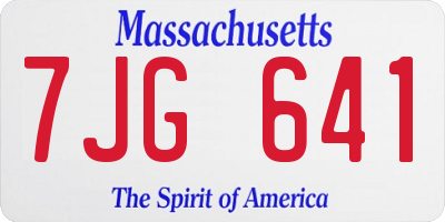 MA license plate 7JG641