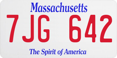 MA license plate 7JG642