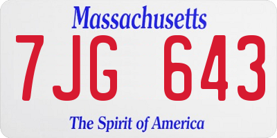 MA license plate 7JG643