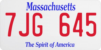 MA license plate 7JG645
