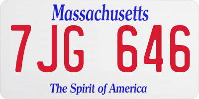 MA license plate 7JG646