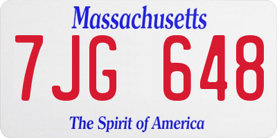 MA license plate 7JG648