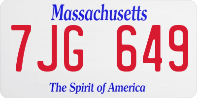 MA license plate 7JG649