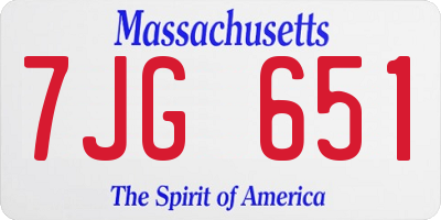 MA license plate 7JG651