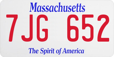 MA license plate 7JG652