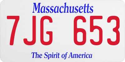 MA license plate 7JG653