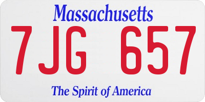 MA license plate 7JG657
