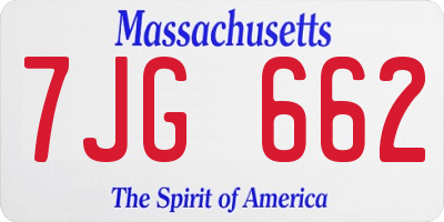 MA license plate 7JG662