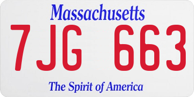 MA license plate 7JG663