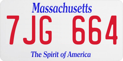 MA license plate 7JG664